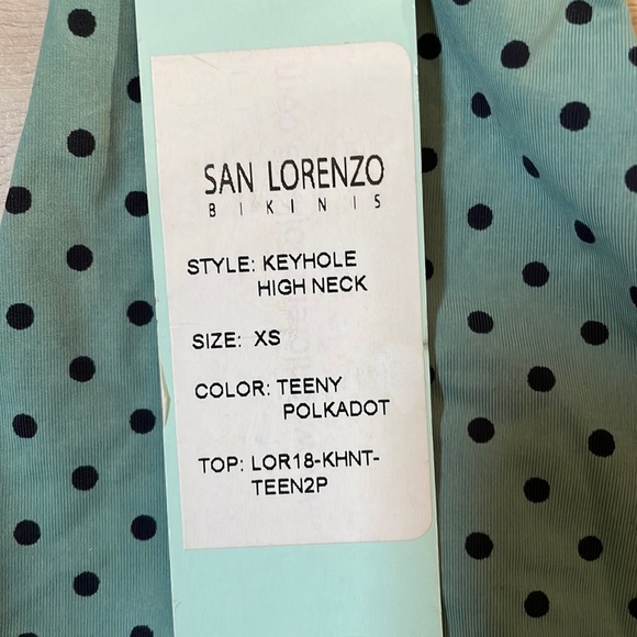 NWT San Lorenzo Bikini Teeny PolkaDot Keyhole High Neck Top Size S - Picture 2 of 7